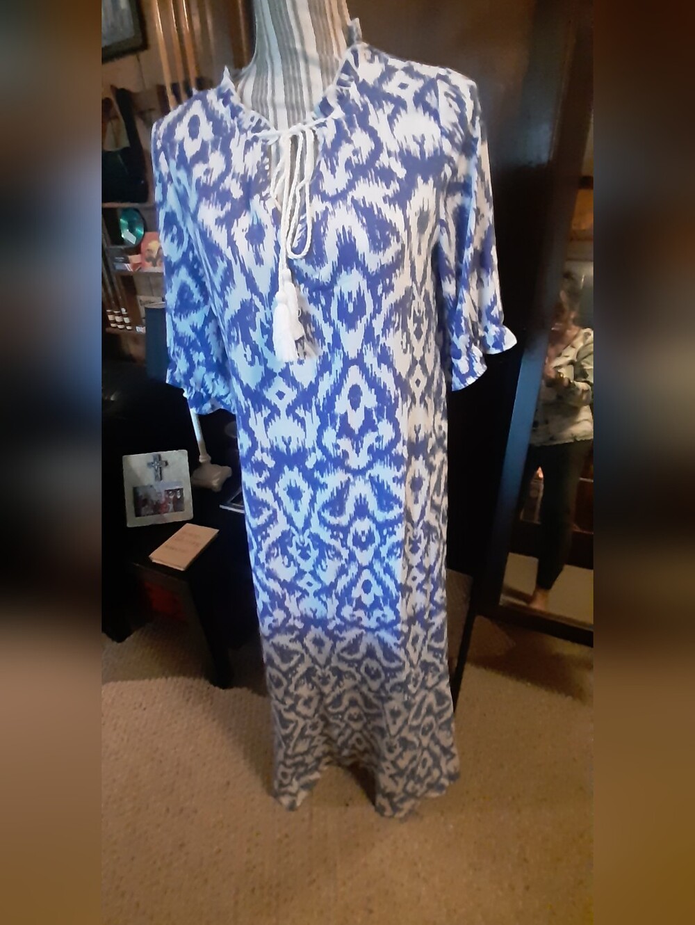 Maxi Dress in Blue and white